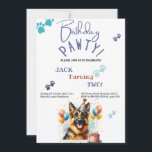 Birthday Pawty German Shepherd Dog Birthday Einladung<br><div class="desc">Feiern Sie den besonderen Tag Ihres zornigen Freundes mit unserer "Geburtstagsfeier der Pfarrer der Deutschen Schäferhunde zum Geburtstag". Diese charmante Einladung enthält einen Deutschen Schäferhund, der bereit ist, zu pflasterfertig zu werden und kann mit dem Namen, der Party-Adresse, der Uhrzeit und den Kontaktinformationen Ihres Hundes individuell angepasst werden. Teilen Sie...</div>