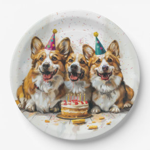 Birthday Pembroke Welsh Corgi Hunde Pappteller