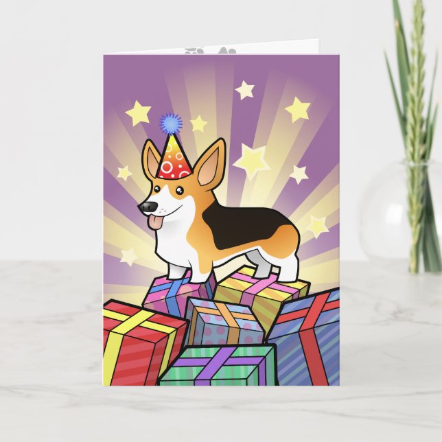 Birthday Pembroke Welsh Corgi Karte (Vorderseite)