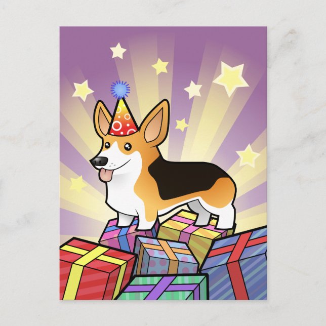Birthday Pembroke Welsh Corgi Postkarte (Vorderseite)