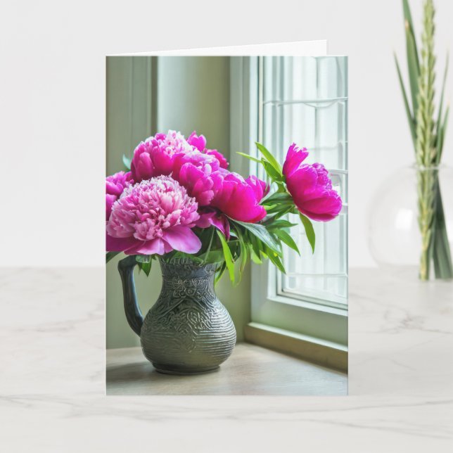 Birthday Peony Bouquet Karte (Vorderseite)