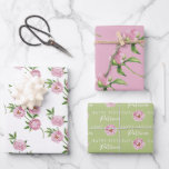 Birthday Peony Wrapping Paper Flat Sheet Set 3 Geschenkpapier Set<br><div class="desc">Feiern Sie einen besonderen Geburtstag mit diesen personalisierten,  rosafarbenen und grünen Tornopapierblättern!</div>