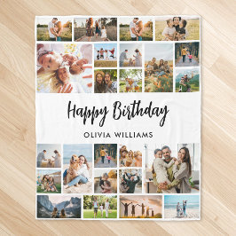 Birthday Personalized 24 Photo Collage Fleecedecke