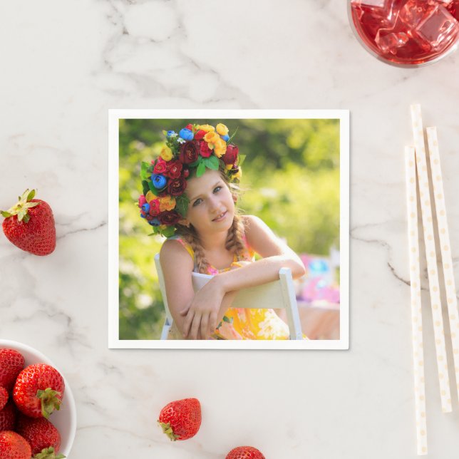 Birthday Personalized Photo Text Design Cocktail  Serviette (Beispiel)