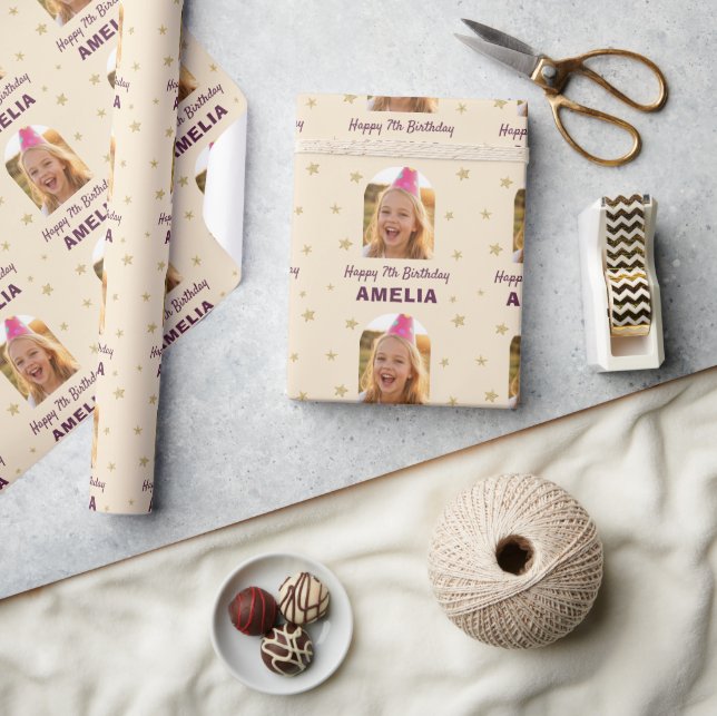 Birthday Personalized Photo Wrapping  Geschenkpapier (Kunsthandwerk)