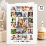 Birthday Photo Collage 22 Pictures Any Age Custom Karte<br><div class="desc">Celebrate a BIG birthday for any age birthday with BIG memories on a BIG photo collage greeting card! Personalize with 22 photos (21 on the front cover and 1 on the inside) and your custom text for greetings and well wishes as all text is editable throughout the card front to...</div>