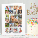 Birthday Photo Collage 22 Pictures Any Age Custom Karte<br><div class="desc">Celebrate a BIG birthday for any age birthday with BIG memories on a BIG photo collage greeting card! Personalize with 22 photos (21 on the front cover and 1 on the inside) and your custom text for greetings and well wishes as all text is editable throughout the card front to...</div>
