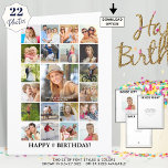 Birthday Photo Collage 22 Pictures Any Age Custom Karte<br><div class="desc">Celebrate a BIG birthday for any age birthday with BIG memories on a BIG photo collage greeting card! Personalize with 22 photos (21 on the front cover and 1 on the inside) and your custom text for greetings and well wishes as all text is editable throughout the card front to...</div>
