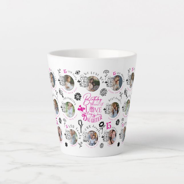  Birthday Photo Collage For Daughters Milchtasse (Vorderseite)
