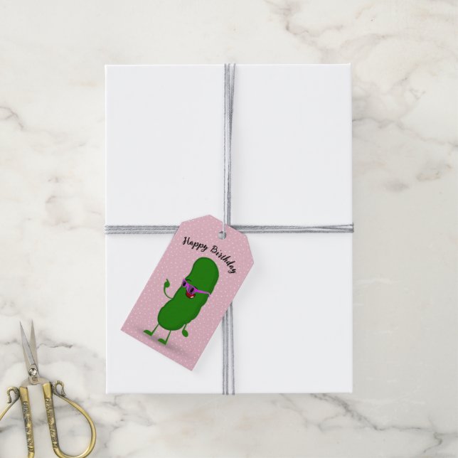 Birthday Pickle mit rosa Brille Geschenkanhänger (Mit Garn)