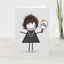 Birthday Pickleball Strichmännchen Girl Karte