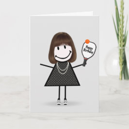 Birthday Pickleball Strichmännchen Girl Karte