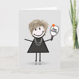 Birthday Pickleball Strichmännchen Girl Karte