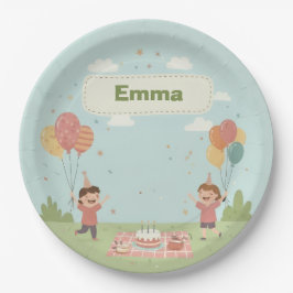 Birthday Picnic, Cute Retro Style Pappteller