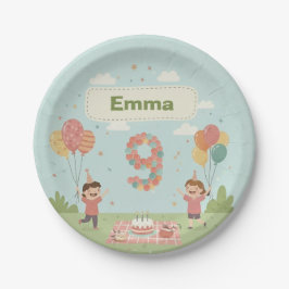 Birthday Picnic, Cute Retro Style Pappteller