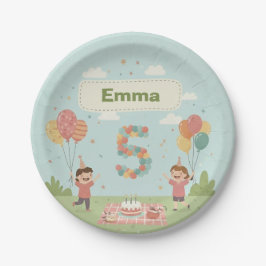 Birthday Picnic, Cute Retro Style Pappteller