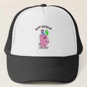 Birthday Pig Cartoon   Hintergrundfarbe auswählen Truckerkappe