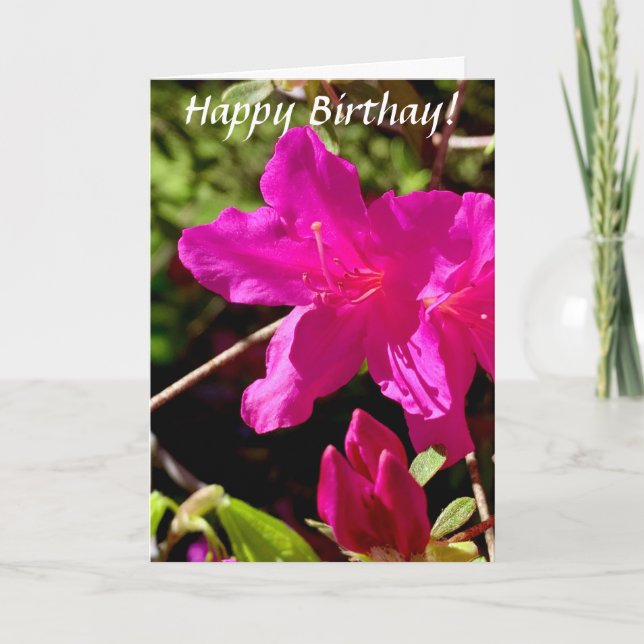 Birthday Pink Azalea Karte (Vorderseite)