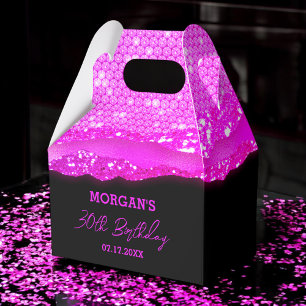 Birthday Pink Black Glitzer Name Vielen Dank Geschenkschachtel