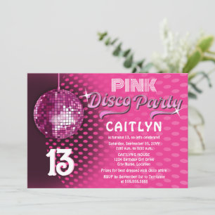 Birthday Pink Disco Party Einladung