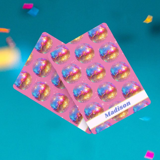 Birthday Pink Glitzer Groovy 70er Disco Ball Custo Spielkarten (Von Creator hochgeladen)