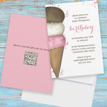 Birthday Pink Ice Cream Calligraphy Script