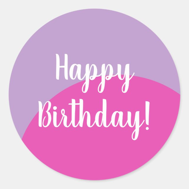 Birthday Pink Lilac Happy Birthday Runder Aufkleber (Vorderseite)