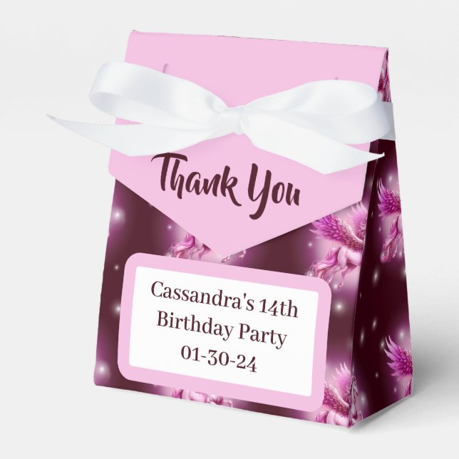 Birthday Pink Pegasus Fantasy Design Geschenkschachtel (Vorderseite)