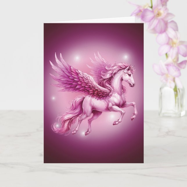 Birthday Pink Pegasus Fantasy Design Karte (Orchidee)