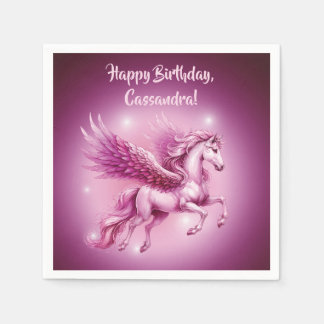 Birthday Pink Pegasus Fantasy Design Serviette