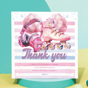 Birthday Pink Watercolor Roller Blade Dankeskarte