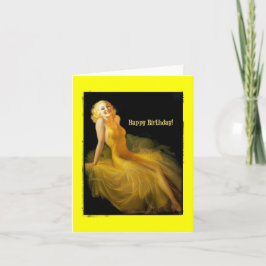 Birthday Pinup in Gelb Karte