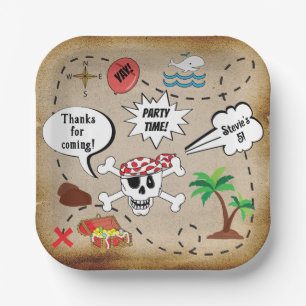 Birthday Pirates Party Square Pappteller