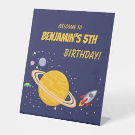 Birthday Planets & Rocket Ship in Outer Space Sockelschild