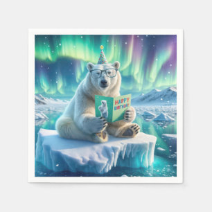 Birthday Polar Bear On the Iceberg Serviette
