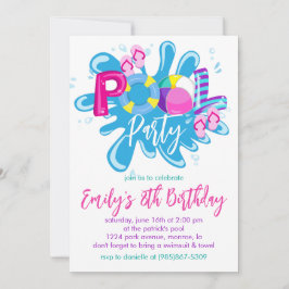 Birthday Pool Party Einladung