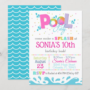 Birthday Pool Party Einladung Rosa