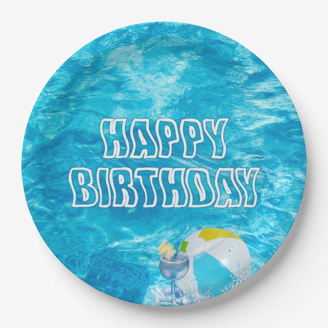 Birthday Pool Party Fun Paper Plate Pappteller (Vorderseite)