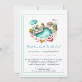Birthday Pool Party Invitation with Cocktails  Einladung