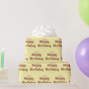 Birthday Posie auf Cream Wrapping Paper Geschenkpapier