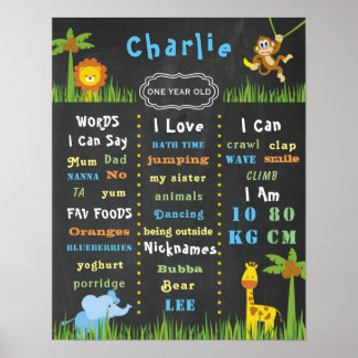 Birthday Poster Baby Jungle Thema Ein Party Unters