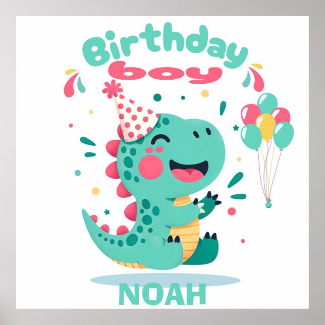 Birthday Poster | Editable Dino Party Wall Sign (Vorne)