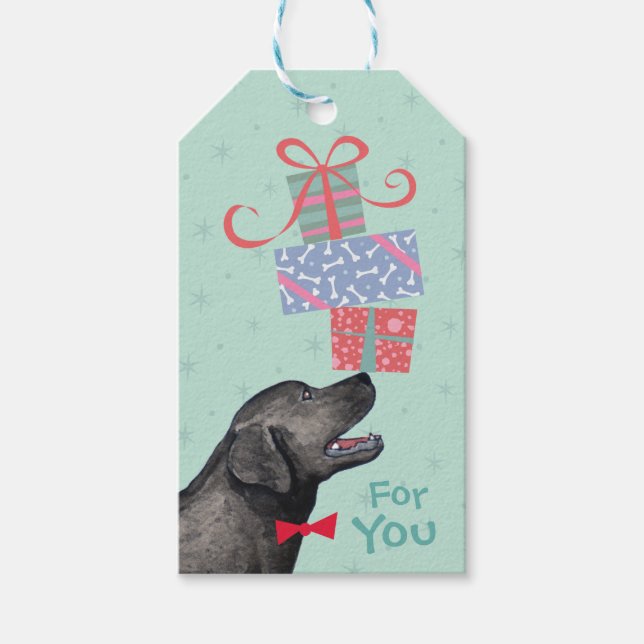 Birthday präsentiert Black Lab Geschenkanhänger (Vorderseite)