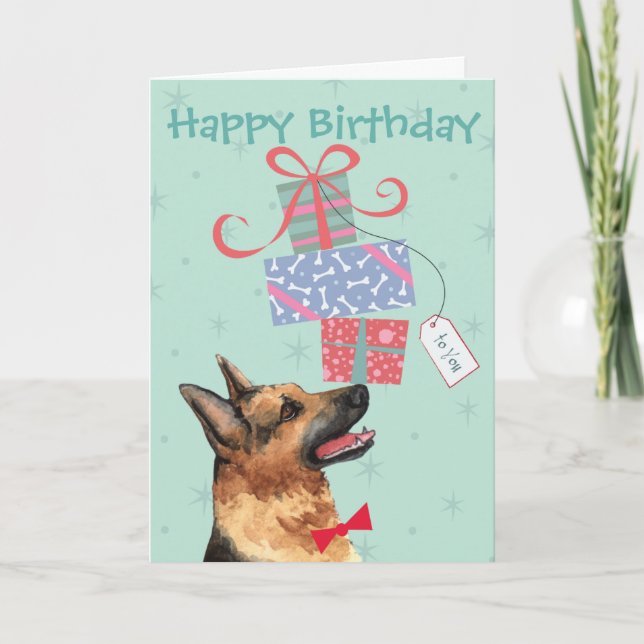 Birthday präsentiert deutsche Schäferkarte Karte (Vorderseite)