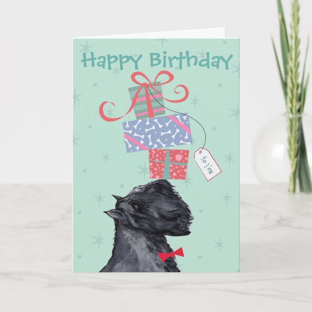 Birthday Presents Bouvier des Flandres Card Karte (Vorderseite)