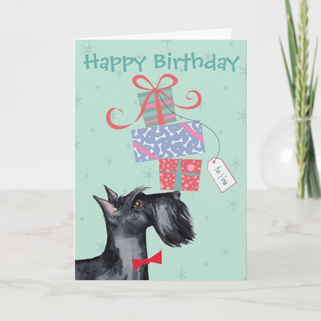 Birthday Presents Scottish Terrier Karte (Vorderseite)