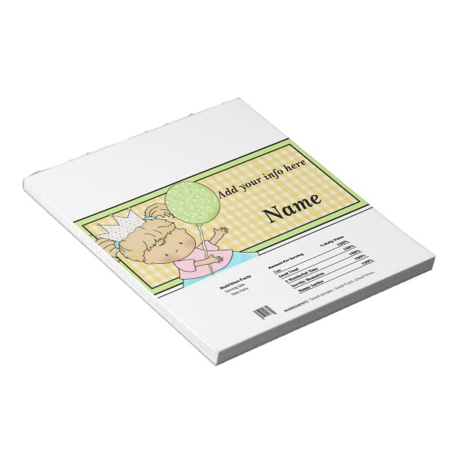 Birthday Princess Candy Bar Wrapper Gastgeschenke Notizblock (angewinkelt)