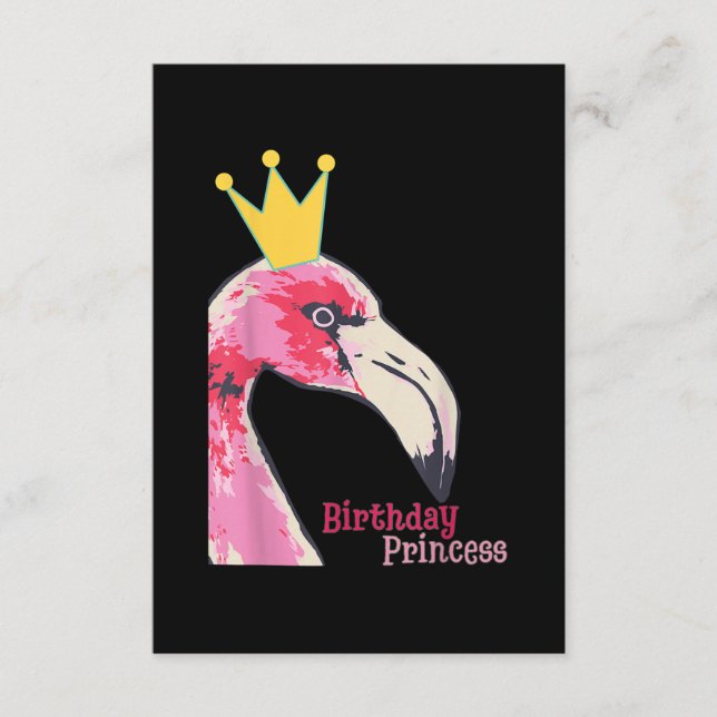 Birthday Princess Girl Flamingo | Niedlich Flaming Begleitkarte (Vorderseite)