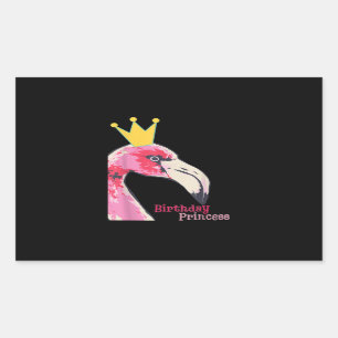 Birthday Princess Girl Flamingo   Niedlich Flaming Rechteckiger Aufkleber