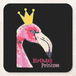 Birthday Princess Girl Flamingo | Niedlich Flaming Rechteckiger Pappuntersetzer